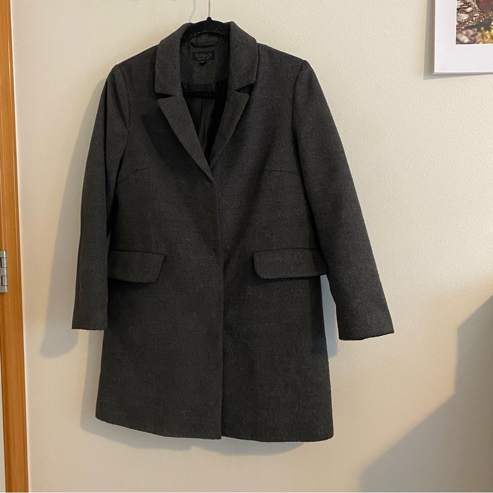 Topshop Charcoal Grey Overcoat